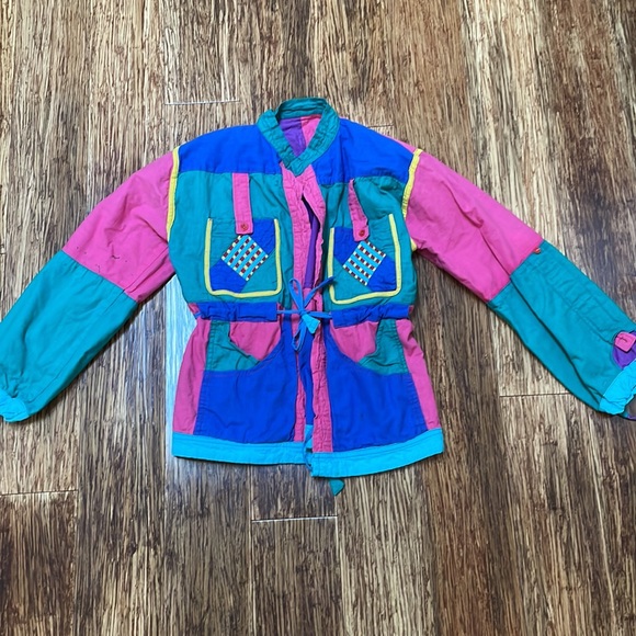 Vintage handmade embroidered colorblock jacket from Nepal - Picture 3 of 7